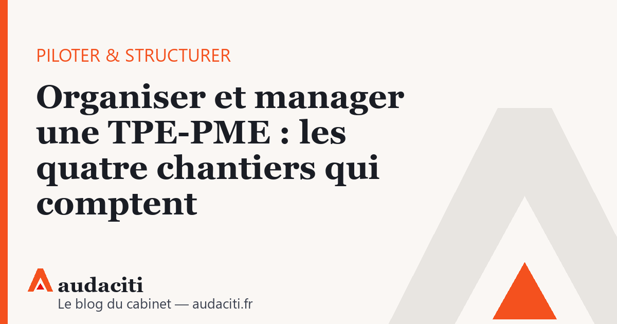 Organiser et manager une TPE-PME : les quatre chantiers qui comptent